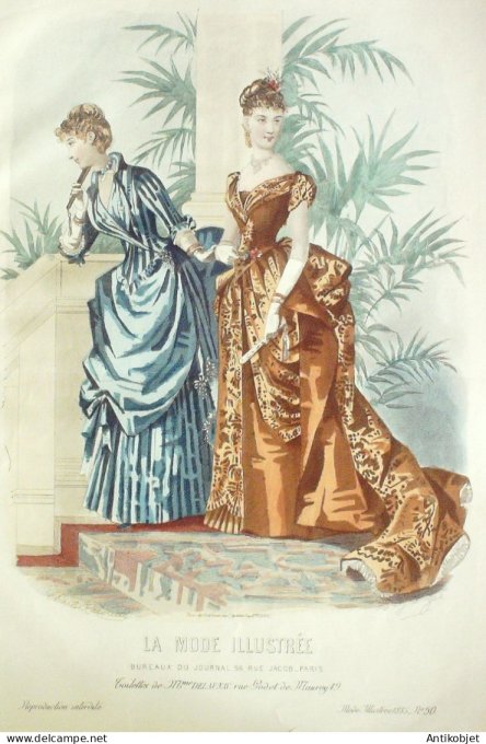 Gravure Mode illustree 1885 # 50 (Old Fashion plate)