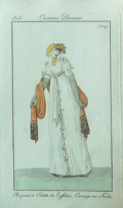 Gravure Mode Costume Parisien 1806 #  724 (eau forte old Fashion plate