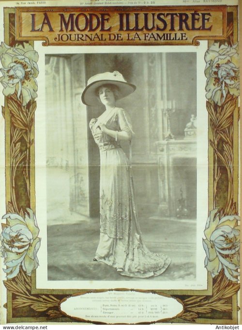 La Mode illustrée journal 1910 n° 33 Toilettes Costumes Passementerie