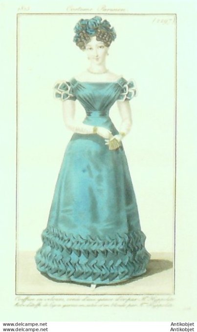 Costume Parisien 1825 # 2297 Robe d'étoffe de Lyon & satin