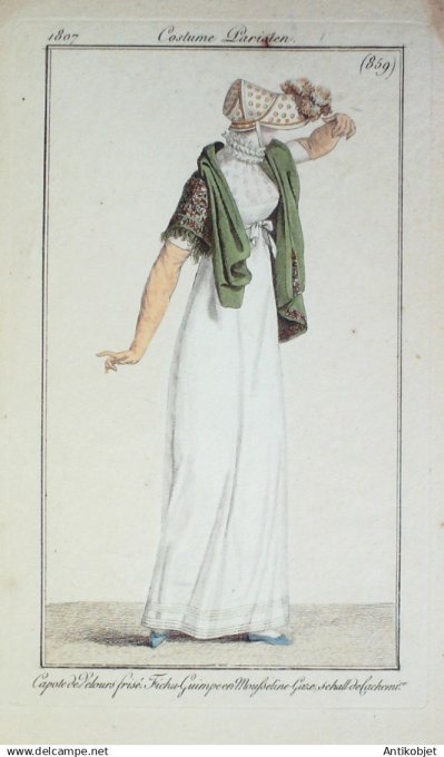 Costume Parisien 1807 # 859 (eau forte) Fichu Guimpe mousseline
