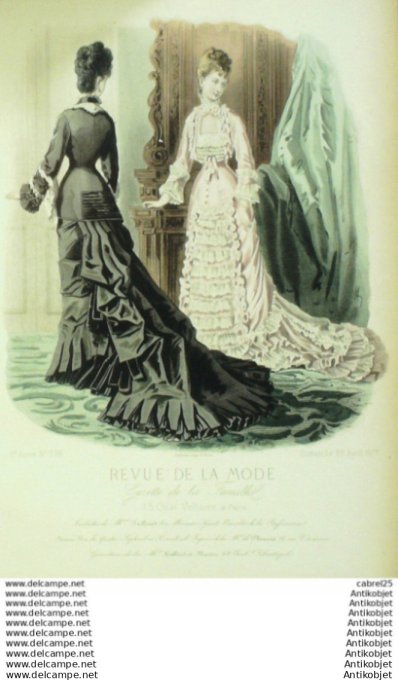 Gravure Mode La Gazette 1877 # 274 (Old Fashion plate)