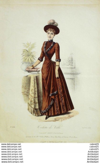 Gravure Mode Le Coquet 1888 # 51 (Old Fashion plate)