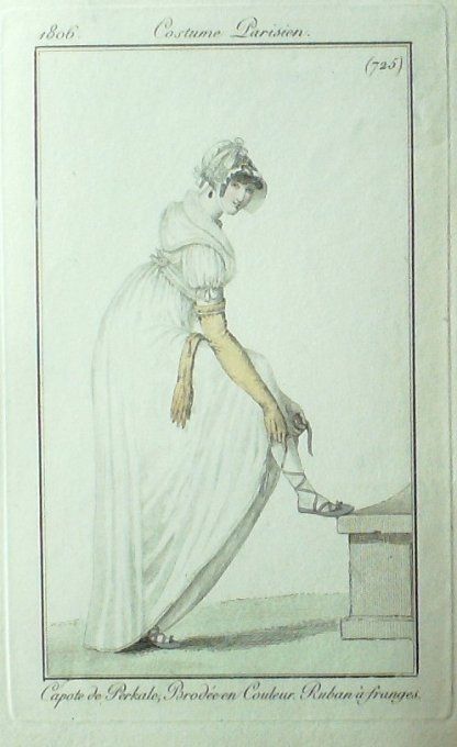 Gravure Mode Costume Parisien 1806 #  725 (eau forte old Fashion plate