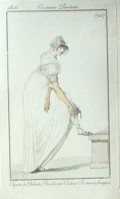 Gravure Mode Costume Parisien 1806 #  725 (eau forte old Fashion plate
