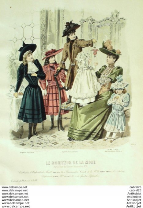 Gravure Mode Le Moniteur 1891 # 48 (Old Fashion plate)