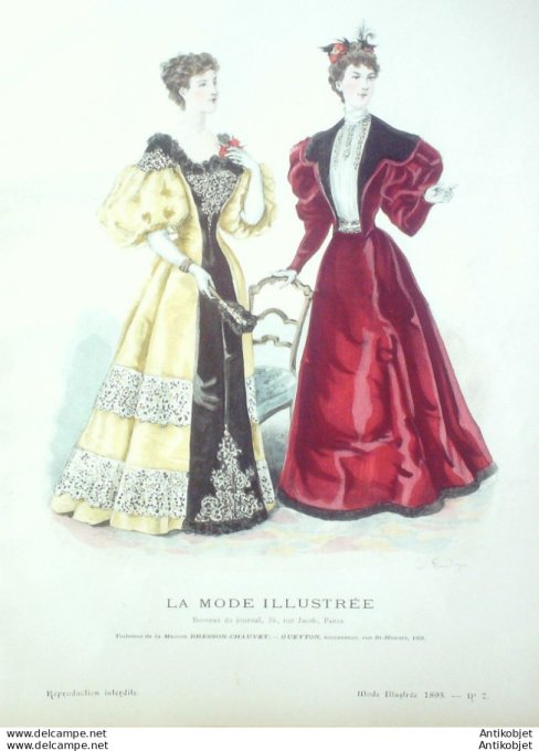 Gravure Mode illustree 1895 #  7 (Old Fashion plate) rare