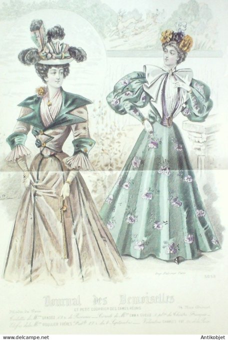 Gravure Mode J.Demoiselles 1895 # 5059 (Old Fashion plate)