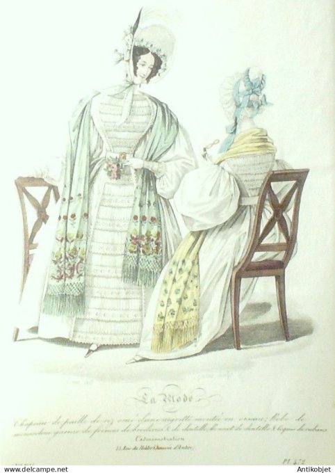 Gravure La mode 1835 # 472 (aquarelle old Fashion plate)