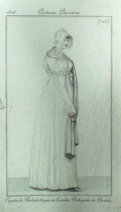 Gravure Mode Costume Parisien 1806 #  726 (eau forte old Fashion plate