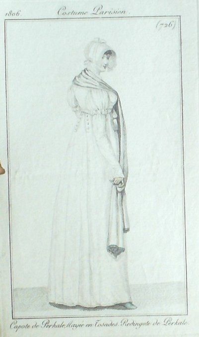 Gravure Mode Costume Parisien 1806 #  726 (eau forte old Fashion plate