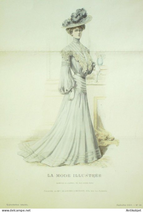 Gravure Mode illustree 1903 # 36 (Old Fashion plate) RARE