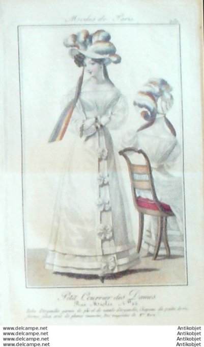 Gravure Mode Courrier des Dames 1824 #  231 (eau forte old Fashion plate)
