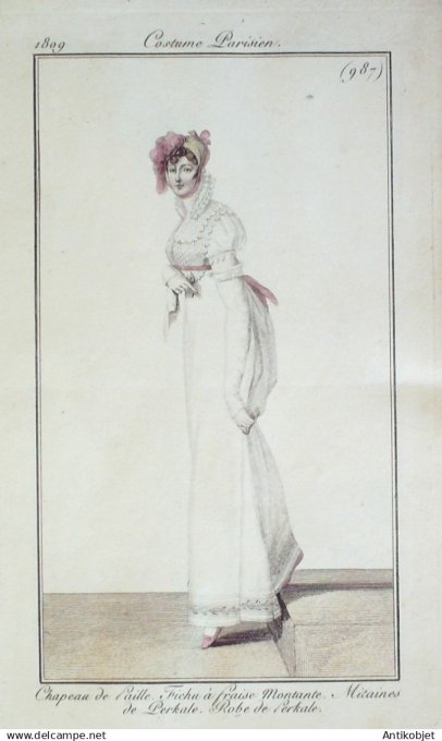 Costume Parisien 1809 # 987 (eau forte) Robe perkale
