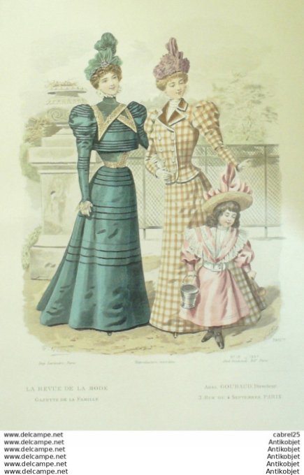 Gravure de mode La Gazette 1897 # 18 Maison Abel Goubaud