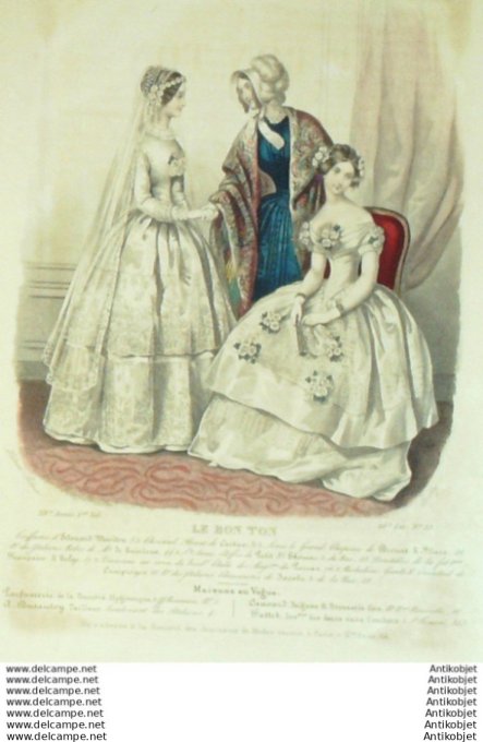Gravure Mode Le Bon Ton 1847 14 # 33 (aquarelle old fashion plate)