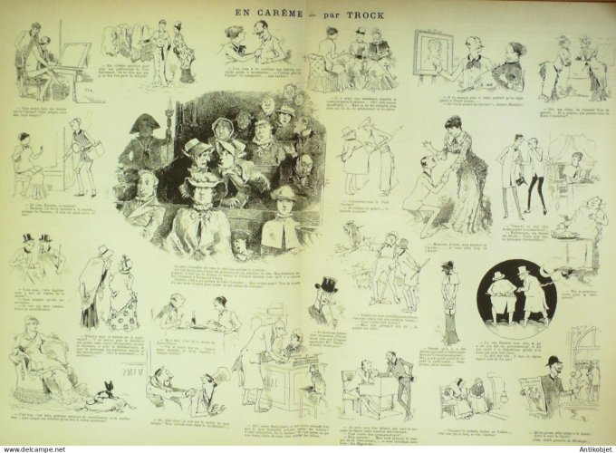 La Caricature 1884 #221 Carnaval cortège et restaurant de la vache enragée Job