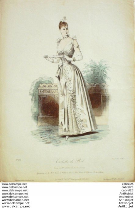 Gravure Mode Le Coquet 1889 # 07 (Old Fashion plate)