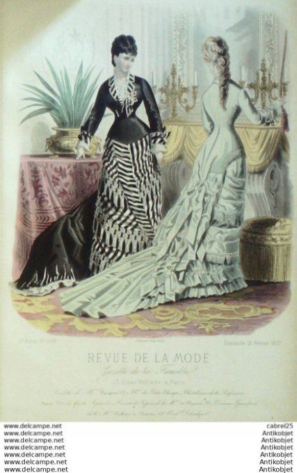 Gravure Mode La Gazette 1877 # 268 (Old Fashion plate)