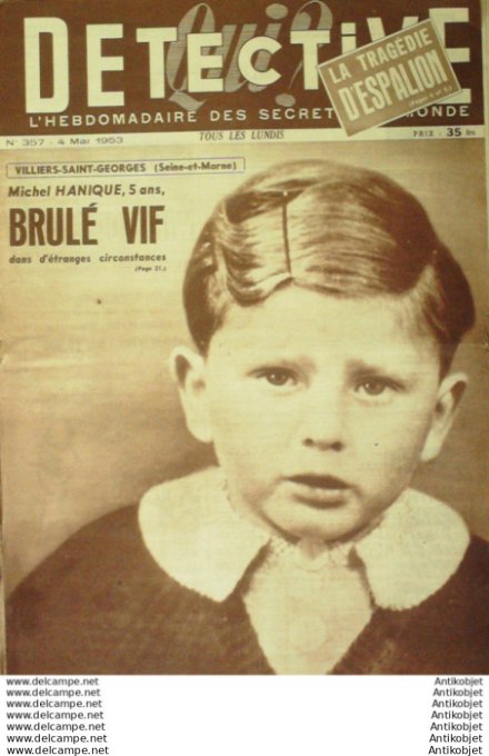 Détective 1953 # 357 Phalempin Arles Toulouse Troyes Sampigny Bure-Templiers
