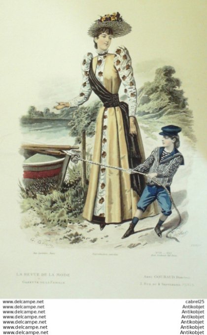 Gravure Mode La Gazette 1890 # 28 (Old Fashion plate)