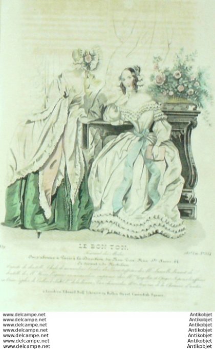 Gravure Mode Le Bon Ton 1839 # 354 (aquarelle old fashion plate)