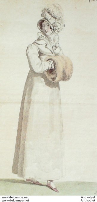 Gravure de mode Costume Parisien 1816 n°1537 Douillette de Lévantine