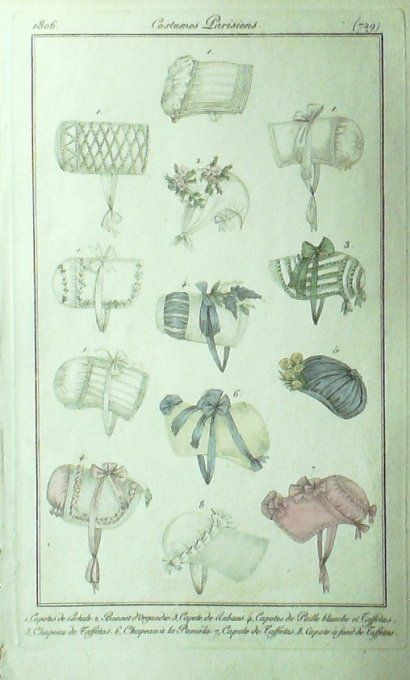 Gravure Mode Costume Parisien 1806 #  729 (eau forte old Fashion plate