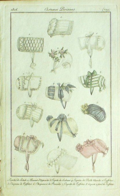 Gravure Mode Costume Parisien 1806 #  729 (eau forte old Fashion plate