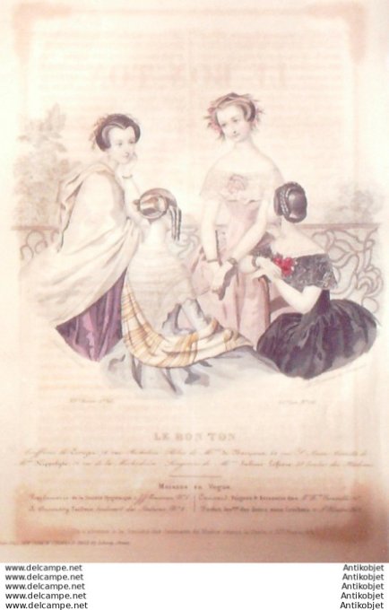 Gravure Mode Le Bon Ton 1847 14 # 26 (aquarelle old fashion plate)