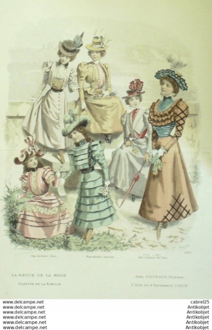 Gravure de mode La Gazette 1897 # 13 Costumes d'enfants