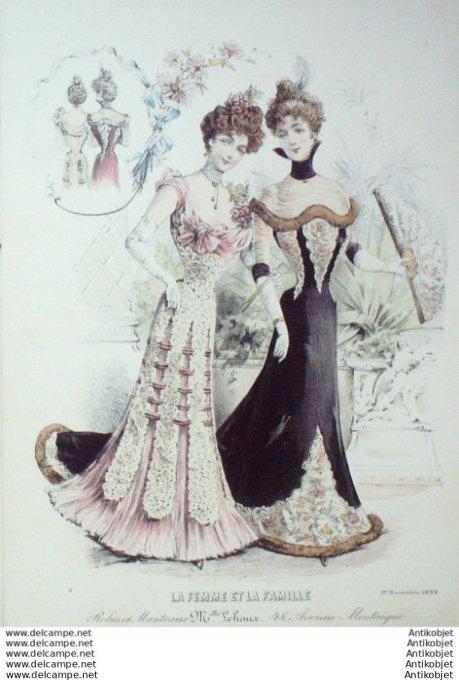 Gravure Mode La Femme & La Famille 1899 # 11 (Old Fashion plate)