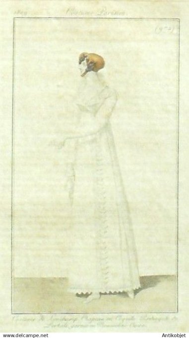 Costume Parisien 1809 # 972 (eau forte) Redingote de Perkale