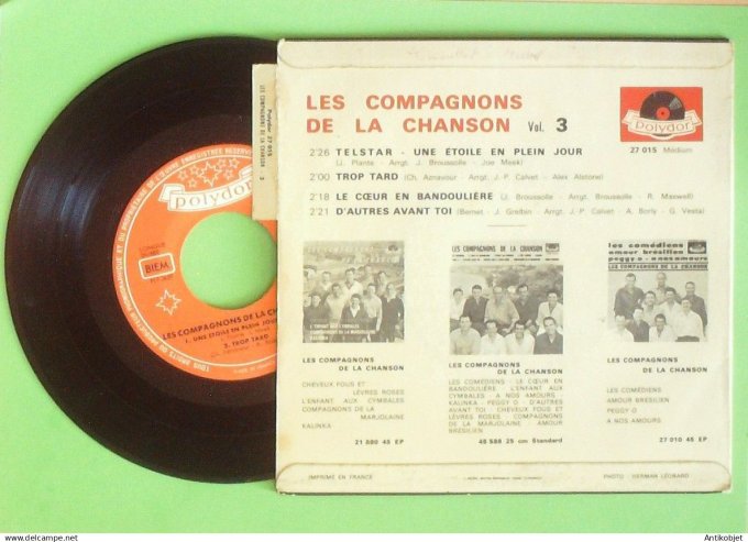 Les Compagnons de la chanson 45T EP Telstar (languette) 1962