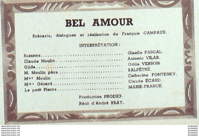 Mon Film 270 51-10-27 Bel Amour Giselle Pascal Odile Versois