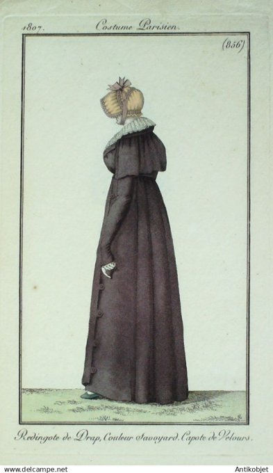 Costume Parisien 1807 # 856 (eau forte) Redingote  de drap savoyard