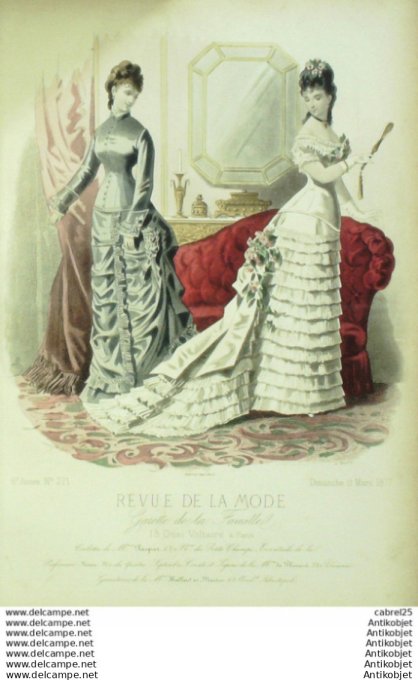 Gravure Mode La Gazette 1877 # 271 (Old Fashion plate)