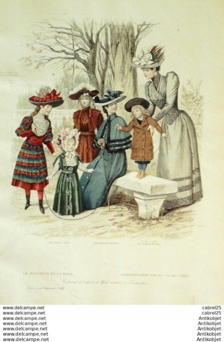 Gravure Mode Le Moniteur 1891 # 44 (Old Fashion plate)