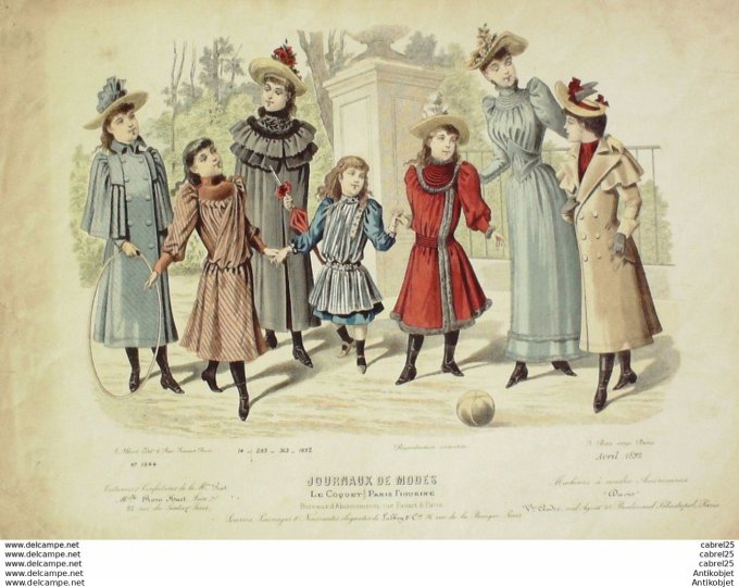 Gravure de mode Le Coquet 1892 n°20 (Maison Toche-Mellerio) T Gd format
