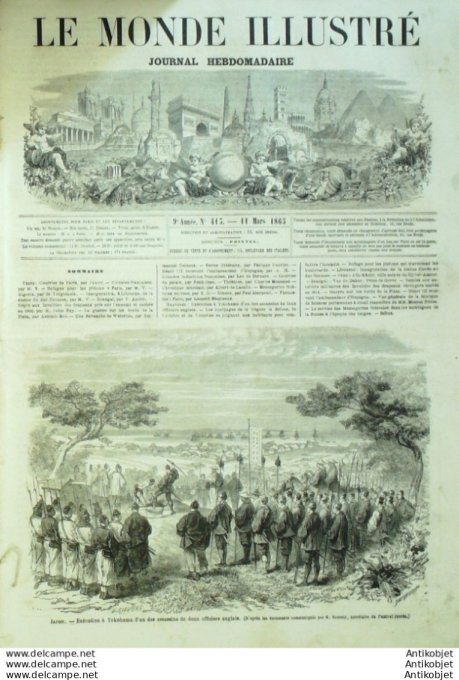 Le Monde illustré 1865 n°413 Japon Yokohama Martinique Fort-de-France Libourne (33) Sénégal Dakar Al