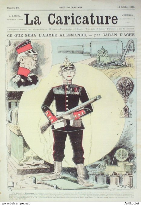 La Caricature 1882 #146 L'armée Allemande Caran d'Ache Tinant Trock Loys