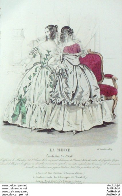 Gravure La mode 1839 # 39 (aquarelle old Fashion plate)