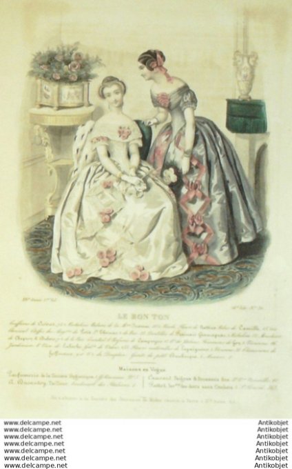 Gravure Mode Le Bon Ton 1847 14 # 30 (aquarelle old fashion plate)