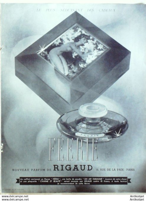 Publicite Cosmetique Rigaud  Feerie 1954