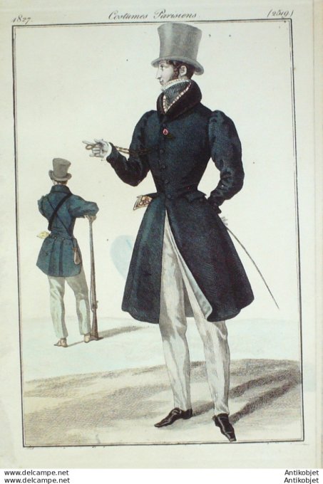Costume Parisien 1827 # 2519 Redingote de drap à collet homme
