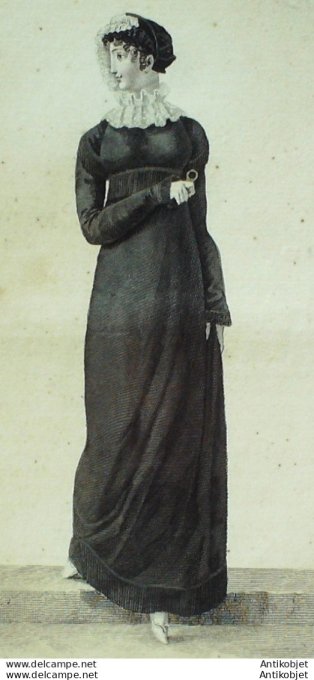 Gravure de mode Costume Parisien 1811 n°1126 Redingote velours