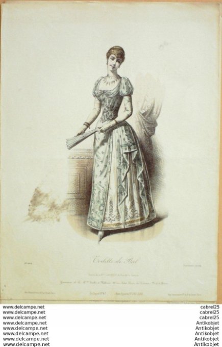 Gravure Mode Le Coquet 1888 # 47 (Old Fashion plate)