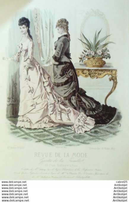 Gravure Mode La Gazette 1877 # 272 (Old Fashion plate)