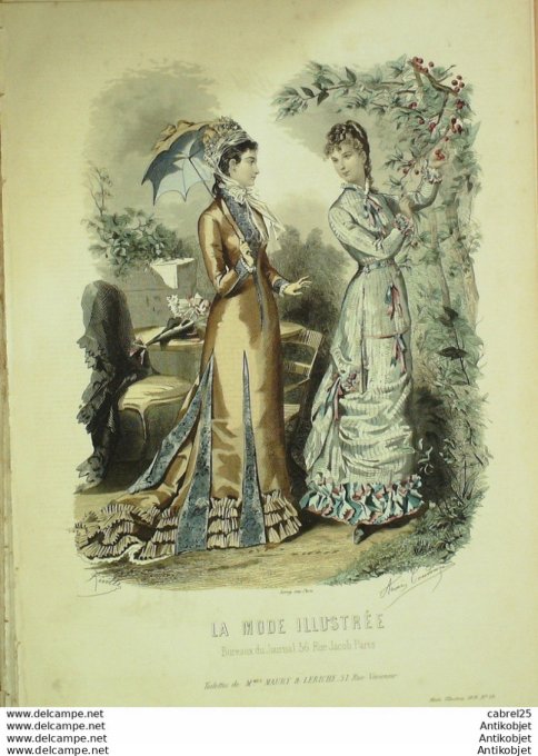 Gravure de mode La Mode illustrée 1878 n°28 (Maison Maury Leriche)