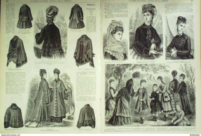 La Mode illustrée journal + gravure associée 1876 # 14